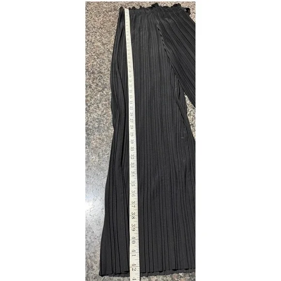 New Mix Black Pleated Wide Leg Pants High Waist Elastic Tie Belt Size 2 NWT - Picture 5 of 6